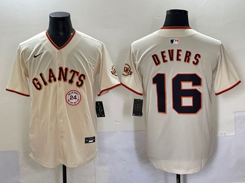 Men 2025 San Francisco Giants #16 Devers Cream Game Nike MLB Jersey style 46